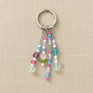 Vibrant Multicolor Pastel Summer Floral Butterfly Beaded Bag Charm Keychain